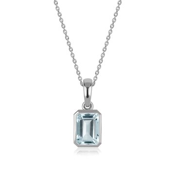 Aquamarine Octagon Cut Bezel Pendant