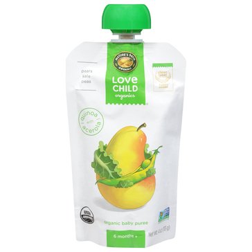 Love Child Organics Stage 2 Superblends Pears, Kale, Peas Puree Food Pouch