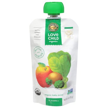 Love Child Organics Stage 2 Superblends Apples, Spinach, Kiwi, Broccoli Puree Food Pouch