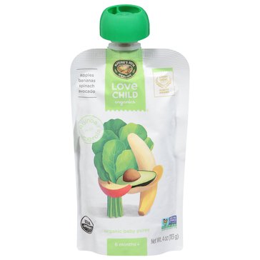 Love Child Organics Stage 2 Superblends Apples, Bananas, Spinach, Avocado Puree Food Pouch