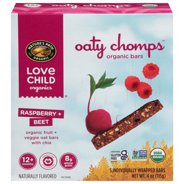 Love Child Organics Toddler Oaty Chomps Raspberry and Beet Snack Bar