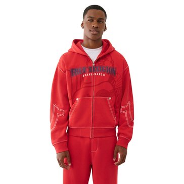 True Religion Men's Cinched Big T Zip Up Hoodie