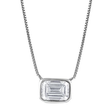 Evolv. 1 1/2 cttw Lab Grown Diamond Emerald Cut Solitaire Pendant