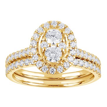 Evolv. 1 cttw Lab Grown Diamond Round Cut Halo Bridal Ring Set