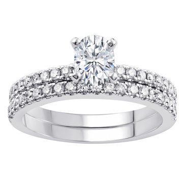 Evolv. 1 1/2 cttw Lab Grown Diamond Oval Cut Bridal Ring Set