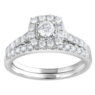 1 cttw Halo Diamond Bridal Ring Set