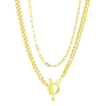 Paperclip and Cuban Toggle Chain Necklace Duo Set