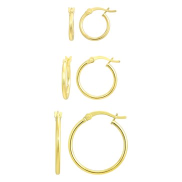 Polished Tube Hoop Set of 3 Earrings