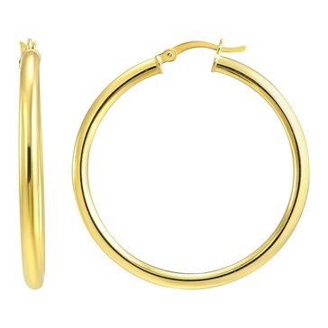 Polished Tube Hoop Earrings, 3mm