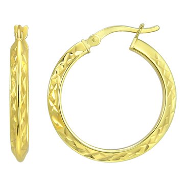 Diamond Cut Knife Edge Hoop Earrings