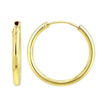 Polished Tube Hoop Earrings, 2mm
