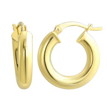 Polished Tube Hoop Earrings, 4mm