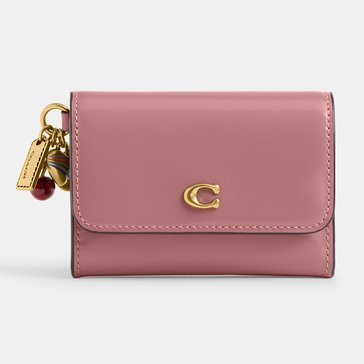 COACH Spazzolato Leather Essential Flap Card Case with Charm