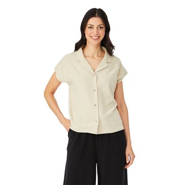 Yarn & Sea Women's Short Sleeve Linen Camp Shirt (Plus Size)