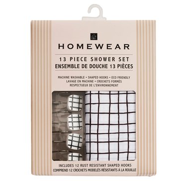 Homewear 13-Piece Grid Shower Curtain Set