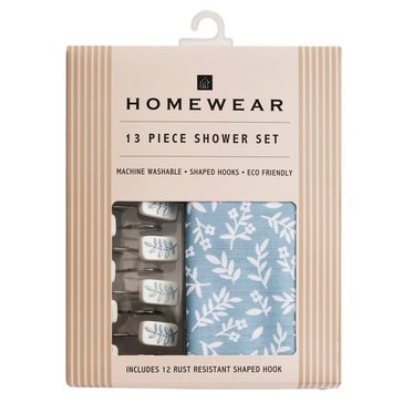 Homewear 13-Piece Blue Flowers Shower Curtain Set