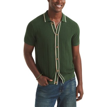 Nautica Men's Textured Open Front Sweater Polo