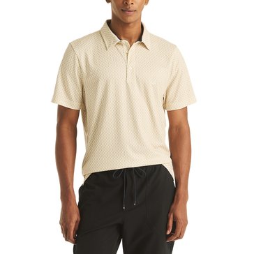 Nautica Men's Short Sleeve Printed Crab Geo Golf Polo