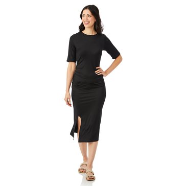 Yarn & Sea Women's Elbow Sleeve Side Rouched Dress