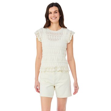 Yarn & Sea Women's Crew Neck Pointelle Sweater