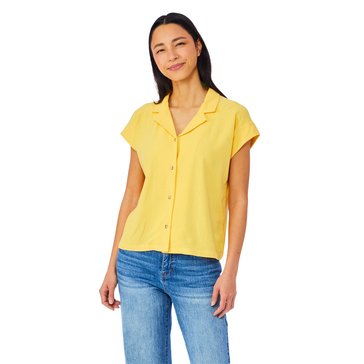 Yarn & Sea Women's Short Sleeve Linen Camp Shirt