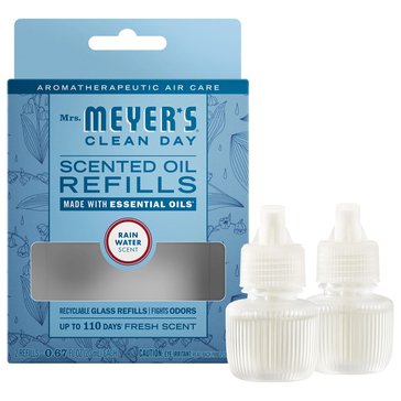 Mrs. Meyer's Clean Day Premium Oil Refill, Rain Water Scent, 2-Pack