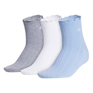 Adidas Women's Performance Ruffle Quarter Socks, 3-Pack