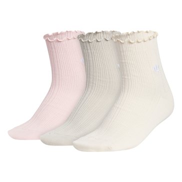 Adidas Unisex Originals Ruffle Quarter Socks, 3-Pack