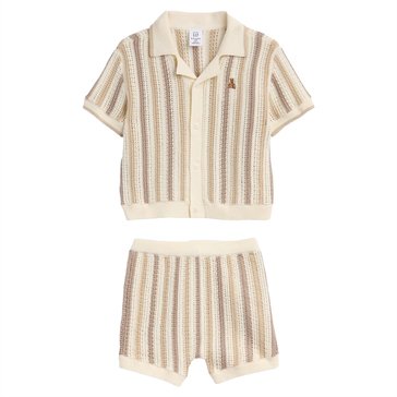 Gap Baby Boys Crochet Button Down Short Set