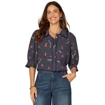 Democracy Women's Printed Button Down Woven Top