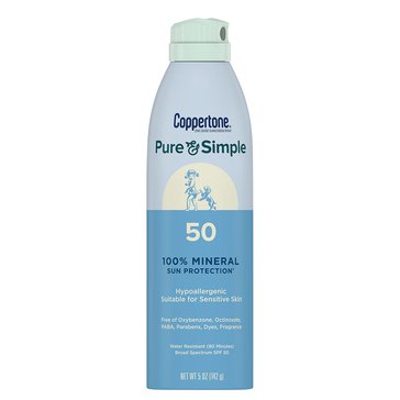 Coppertone Pure And Simple SPF 50 Mineral Kids Sunscreen Spray
