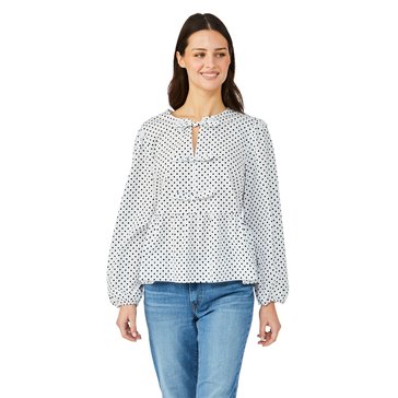 Nautica Women's Dot Peplum Bow Blouse
