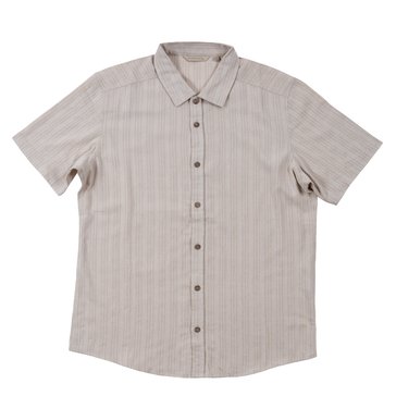 Burnside Men's Short Sleeve Striped Linen Button Up Shirt