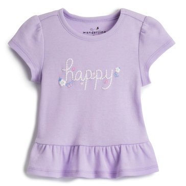 Wanderling Baby Girls' Happy Peplum Tee