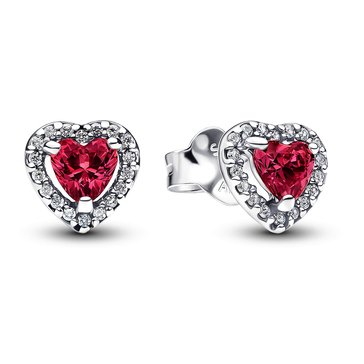 Pandora Elevated Red Heart Stud Earrings