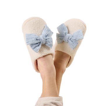 The Darling Effect Women's Fuzzy Bow Slippers