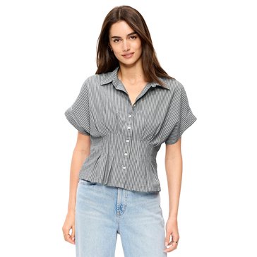 Old Navy Women's Short Sleeve Waisted Button Down Top