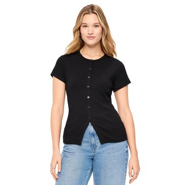 Old Navy Women's Short Sleeve Rib Button Front Top