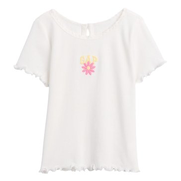 Gap Toddler Girls Ribbed Embroidered logo Tee