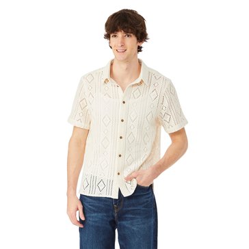 Distortion Men's Diamond Crochet Button Up Shirt