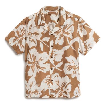Distortion Men's Floral Printed Faille Camp Shirt 