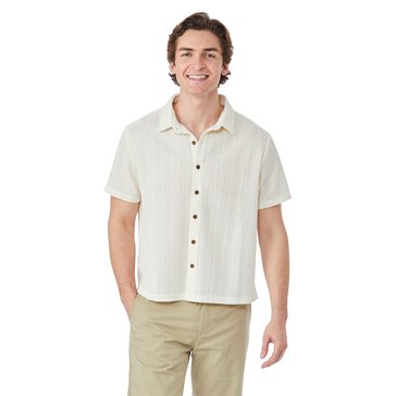 Distortion Men's Crochet Texture Button Up Shirt 