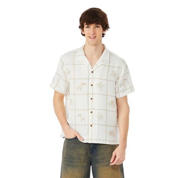Distortion Men's Toucan Linen Like Camp Shirt 