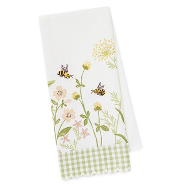 Design Imports Spring Wildflowers Embellished Dishtowel