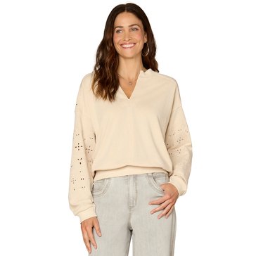 Democracy Women's Notch Neck Embroidered Sweatshirt