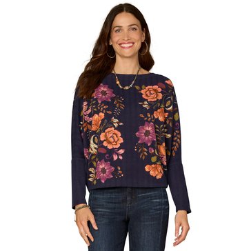 Democracy Women's Batwing Boat Neck Printed Knit Top