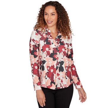 Emaline Women's Long Sleeve V-Neck Pebble Knit Top Missy