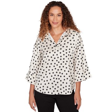 Emaline Women's 3/4 Sleeve Scattered Dot Charm Blouse Missy