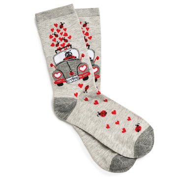Legale Women's Love Bug Valentine Crew Socks