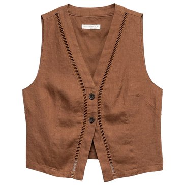 Banana Republic Women's Lace Trim Linen Vest